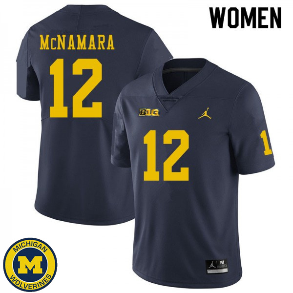 Women's University of Michigan #12 Cade McNamara Navy NCAA Football Jersey